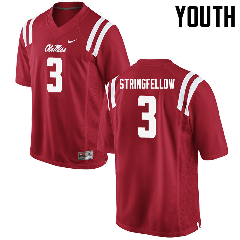 Damoreea Stringfellow Ole Miss Rebels NCAA Youth Red #3 Stitched Limited College Football Jersey SSC2758YD